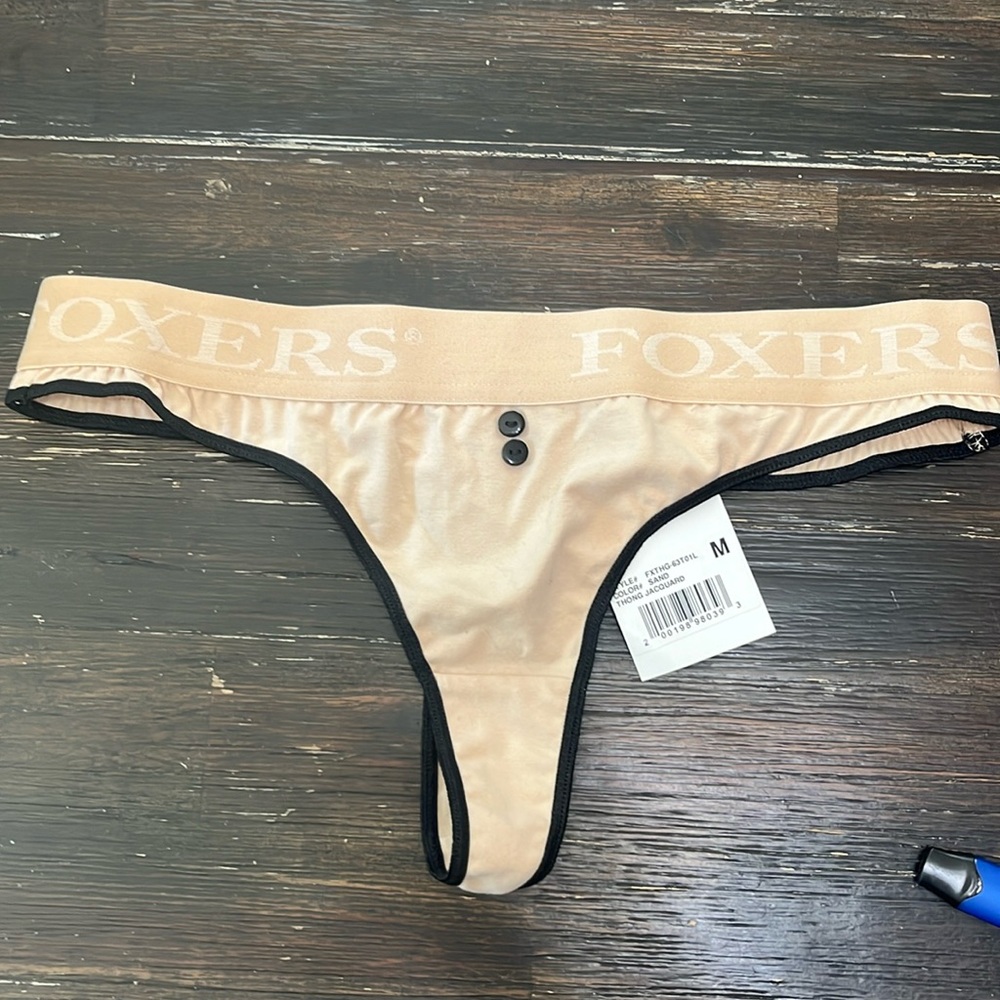 Foxers Logo Thongs, Size M, Color: Sand. New with Tags. Wife left them behind.